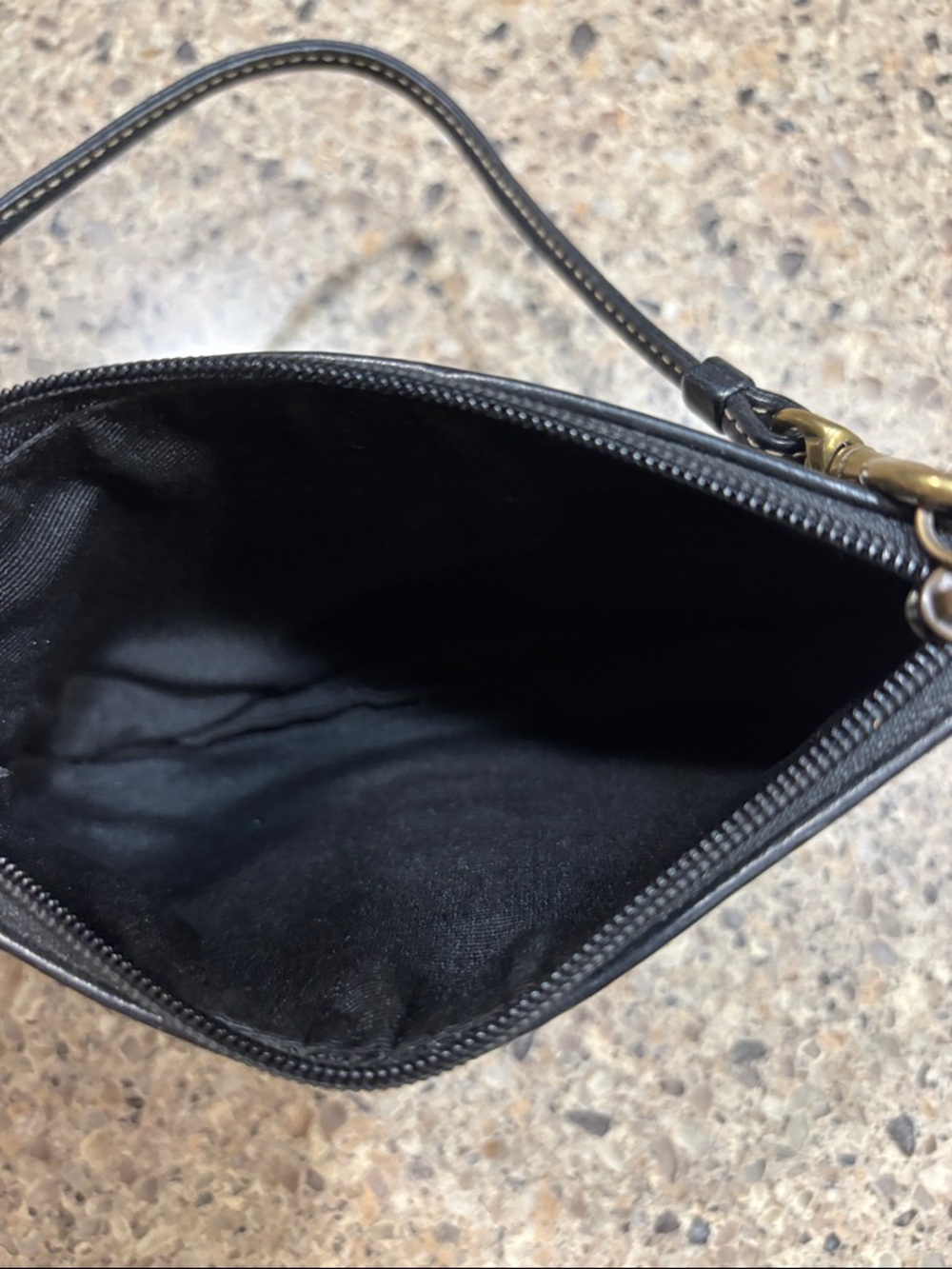 Coach Black Leather Lace-Up Wristlet with Gold Hardware - Picture 5 of 6